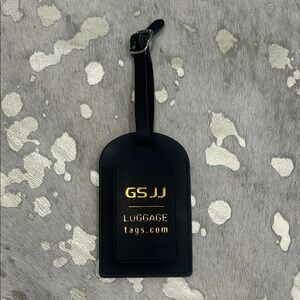 GS-JJ Luggage Tag in Black and Gold
